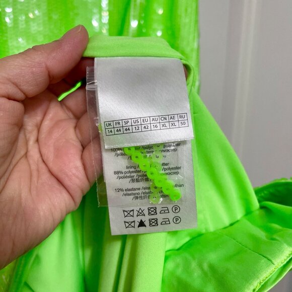 New ROTATE Sleeveless Sequin-embellished Cocktail minidress in Green Size 12 - Picture 13 of 16